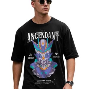 Veirdo® Cotton Drop Shoulder Round Neck Oversized Baggy Fit Front & Back Graphic Printed Half Sleeve T-Shirt Men (Available in from S to 2XL)